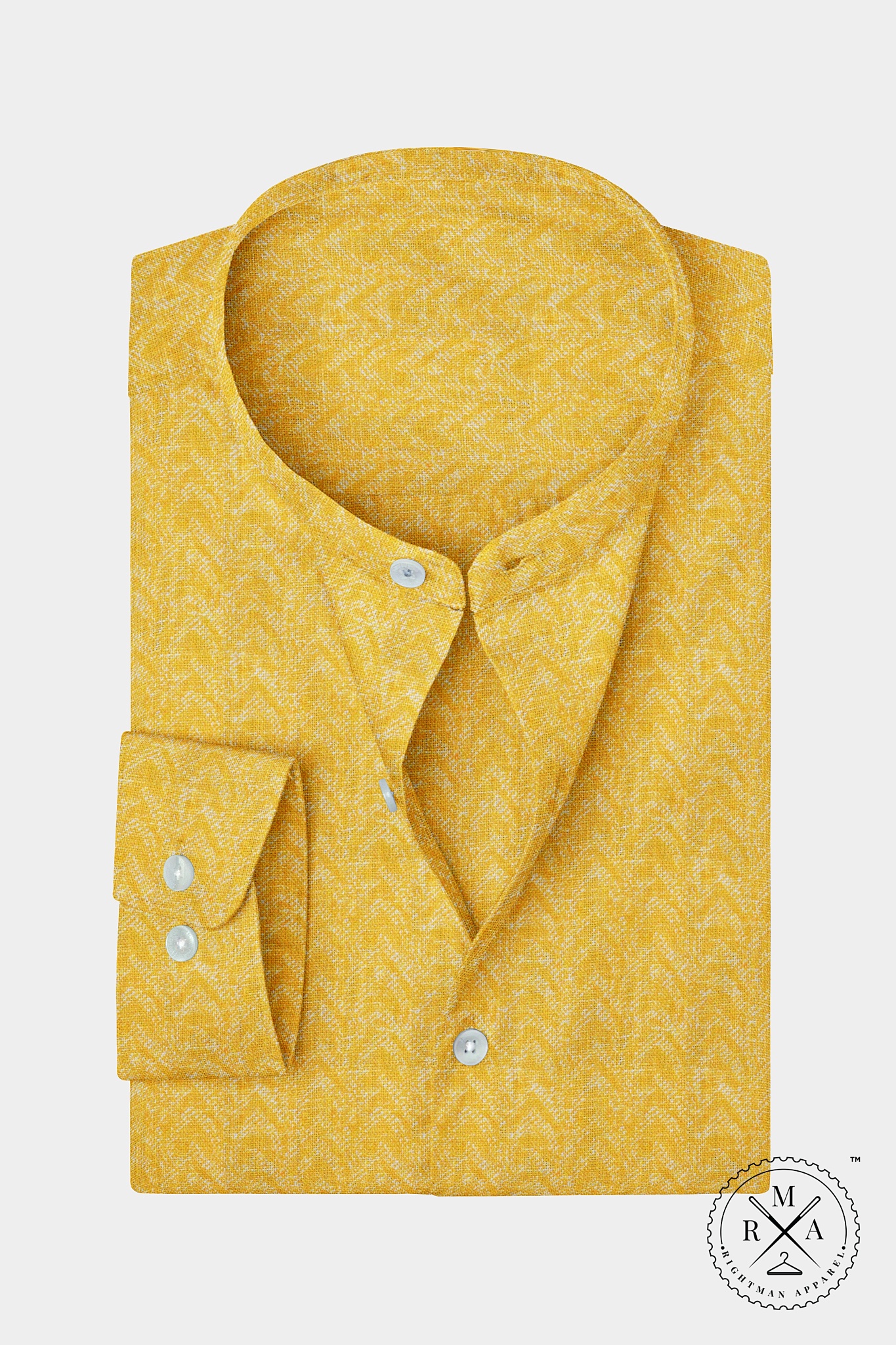 Yellow Linen Digital Print Shirt SH329